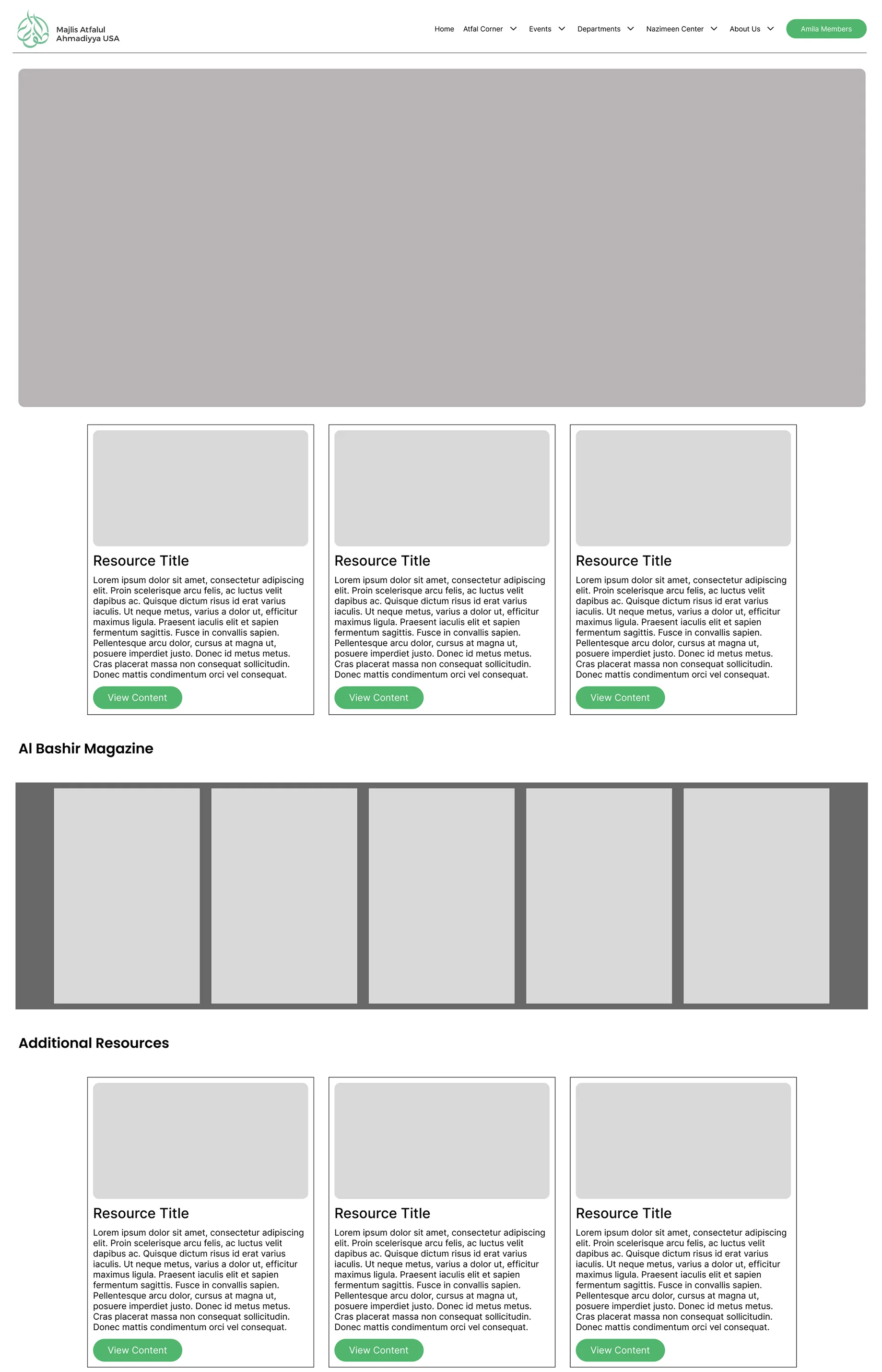 NMYA Homepage Wireframe